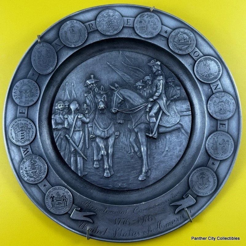 Bicentennial Pewter Plates Indiana Collectible Pewter Metalware