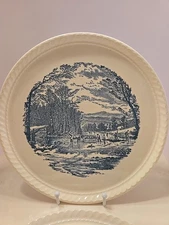 Currier and Ives 10-inch "Getting Ice" Cake Plate Royal China.Set Of 2.