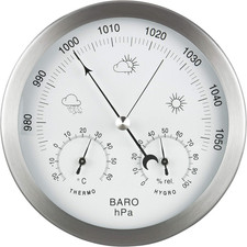 Stazione Meteo Analogica 3In1 Telaio in Acciaio Inox Ø 14 Cm Barometro Termometr
