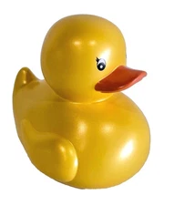 LARGE! FAB FINDS RUBBER DUCK COLLECTIBLE GOLD SHIMMER JEEP LOVERS 6"X5"