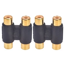 2Pcs 2 RCA Female to Female Coupler Audio Adapter Connector Cable Joiner Gold
