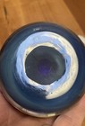 Glass Paper Weight Round Flat signed Marc S. Boutte Blue Glittery Mint — photo 5