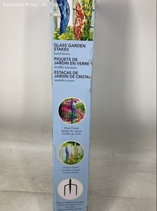 Evergreen Multicolor Hand Blown Wave Design Decor Glass Garden Stakes Set of 3
