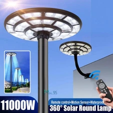 11000W Post Top LED Solar Light Dusk to Dawn Garden Street Area Pole Fixture NEW