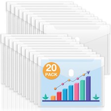 20 Pack Plastic Envelopes File Folders, Rainforced Clear Folder Important Doc...