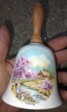Vintage Porcelain Painted Dinner Bell "Spring"