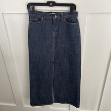 GAP Jeans Womens Denim Maxi Skirt Front Slit Y2K Size 2-5 Pocket Design