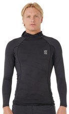 Rip Curl Search UPF Performance Men's Long Sleeve Hooded Rash Guard - Black