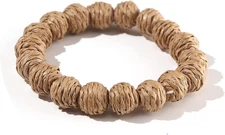 Rattan Ball Bracelet for Women Handmade Lightweight Straw Wicker Braid Woven Bea