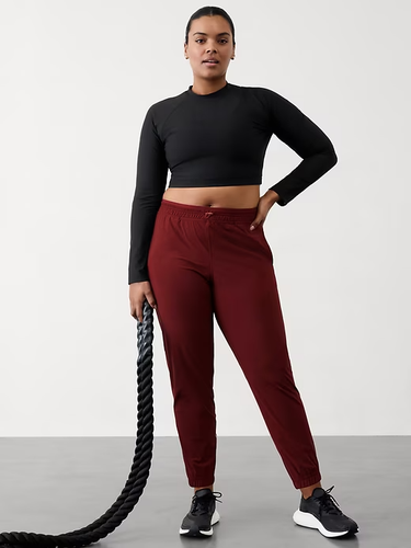 Athleta SP S PETITE Crosstrain High Rise Pant, Redwood Running Track Joggers Gym - Picture 4 of 5