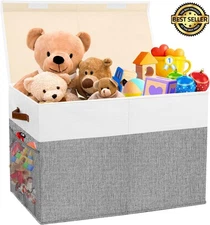122L Large Kids Toy Box with Lid, Toy Storage Bin, Toy Chest Storage Organizer
