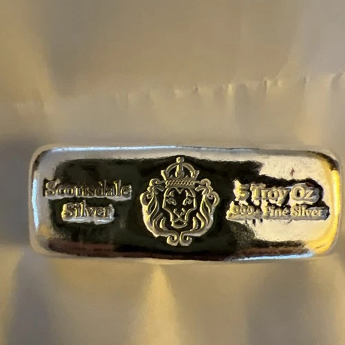5 oz Scottsdale Silver CAST Bullion Bar .999+ Silver Bar #570