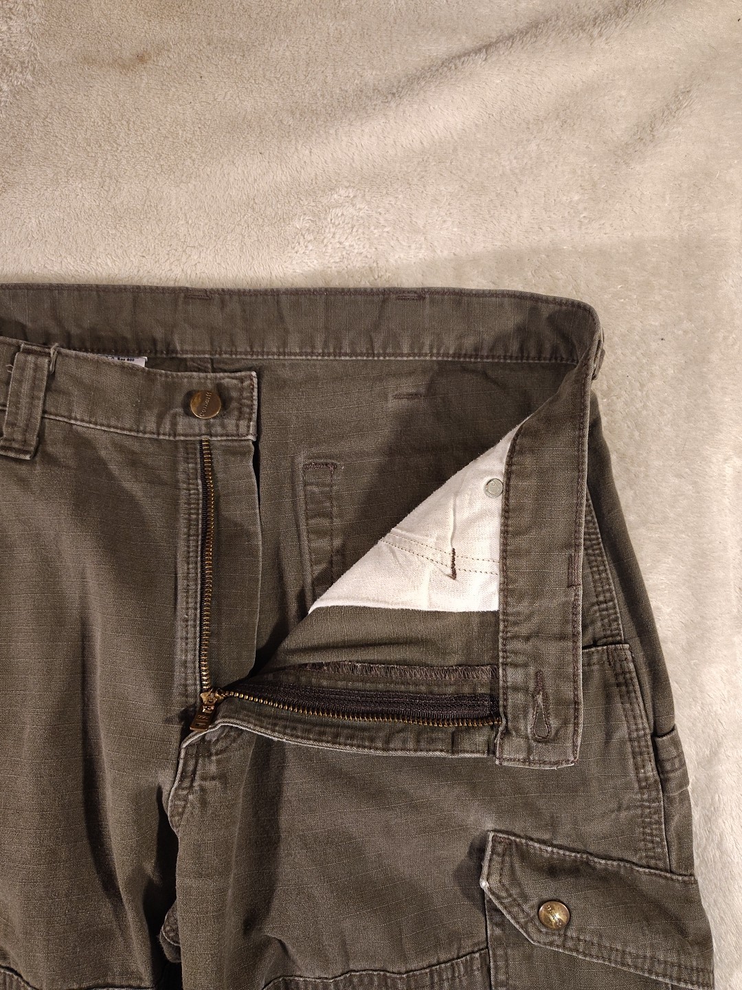 VTG Carhartt B342-DFE Brown Ripstop Cargo Double Knee Work Pants 34x32 Faded thumbnail 9