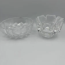 Set of 2 Crystal Glass Bowls Candy Dishes Trinket Dishes Serving Bowls