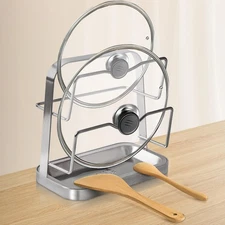 304 Stainless Steel Pot Lid Holder While Cooking, Pot Lid Organizer and Spoon...