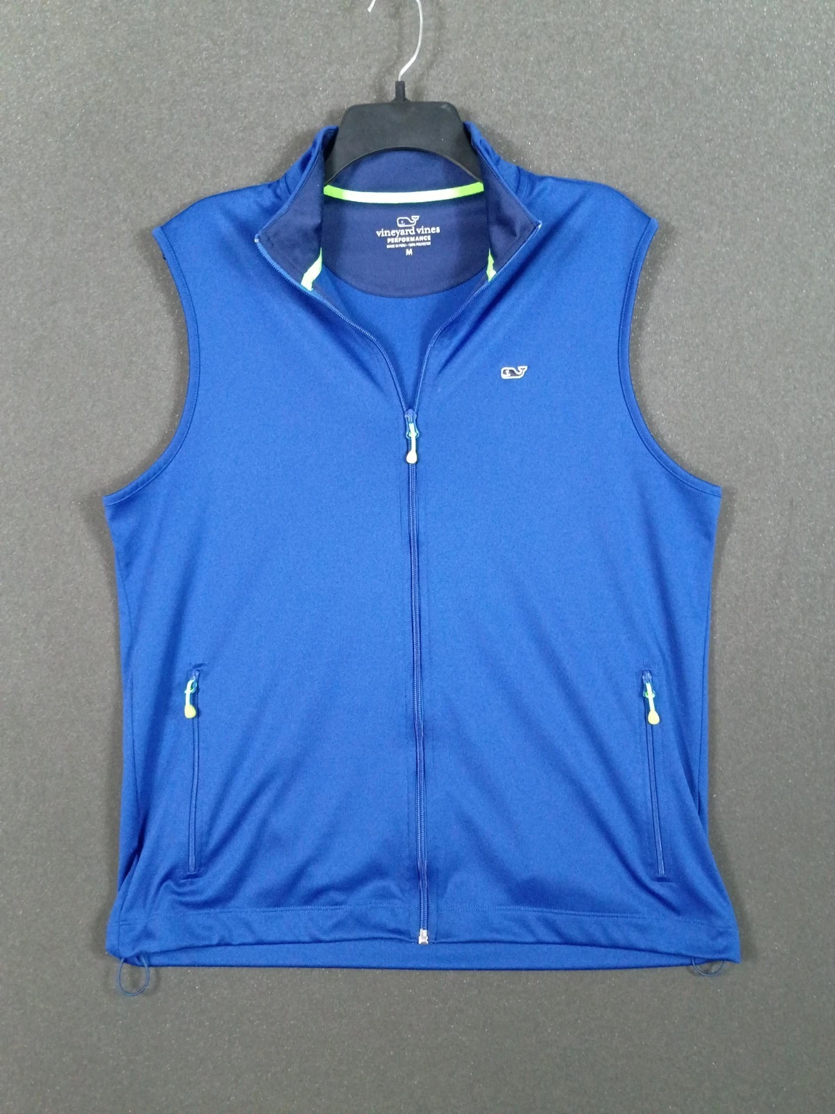 Vineyard Vines Performance Vest Mens M Blue Full Zip Golf Casual Stretch Preppy