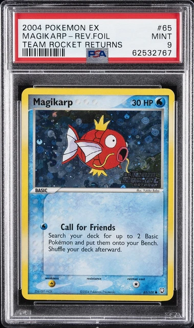 2004 POKEMON EX TEAM ROCKET RETURNS #65 MAGIKARP-REVERSE FOIL PSA 9