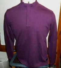 NWT Hugo Boss sz Large Piceno Half Zip long sleeve Sweater shirt burgundy purple