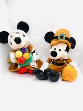Vintage Disney Mickey and Minnie Mouse Pilgrim Plush Set of 2 - 9"