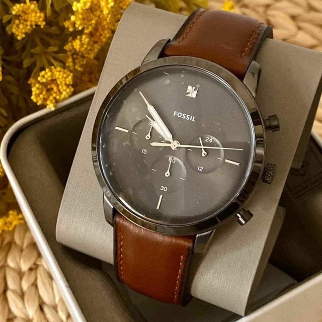 Neutra Brown Leather Chronograph Watch 
