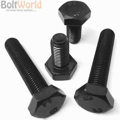 M8 / 8 mm SCHWARZ VOLLGEWINDE STUFENSCHRAUBEN GRADE 8.8 SELBSTFÄRBEND SECHSKANTSCHRAUBEN