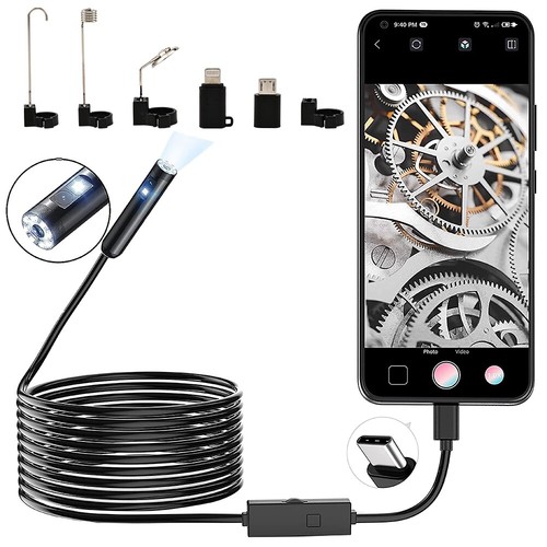 Endoscope Camera Light Borescope Waterproof Industrial Inspection Camera Phone