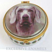Alastor Enamels Weimarana Dog Round Hinged China Trinket Box 