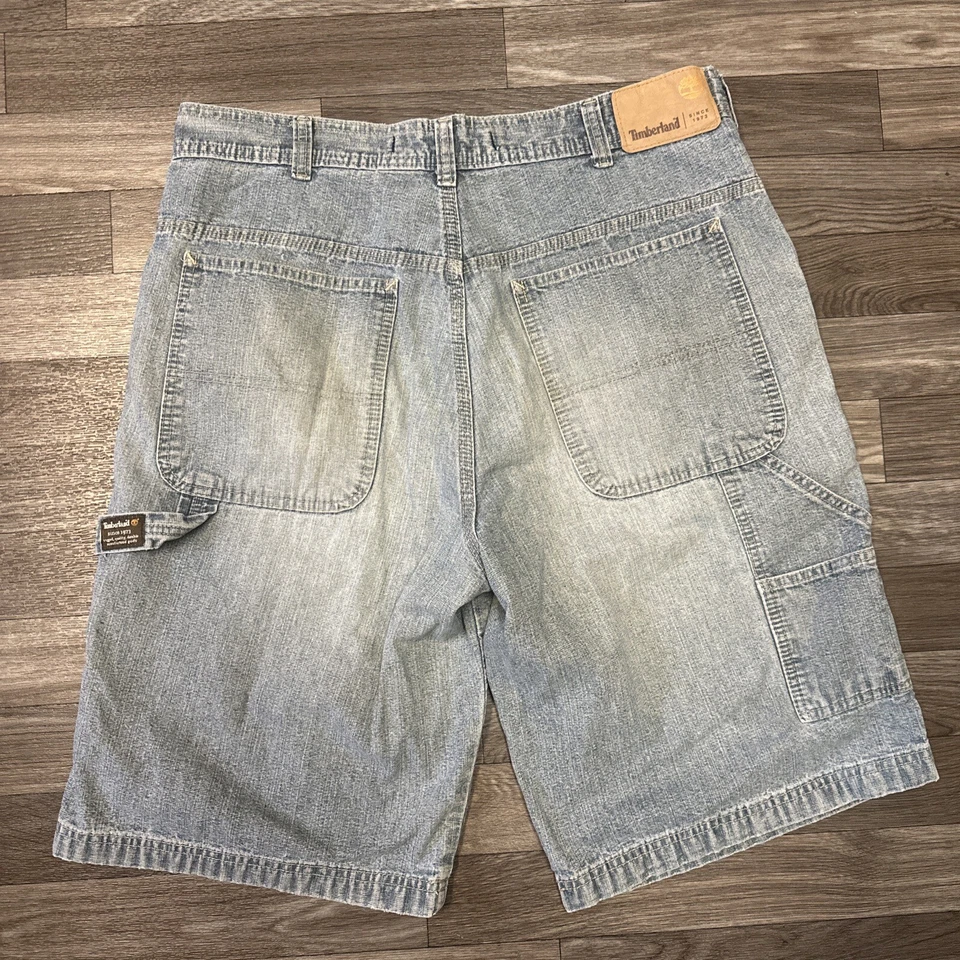 Pantalones Cortos Timberland Denim Carga Para Hombre Talla 34 Calce Suelto Lavado Ligero Hip Hop Carga Foto 2 de 4