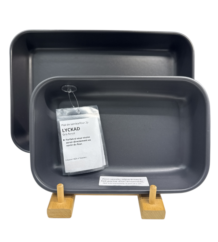 New IKEA LYCKAD 2-Piece Dark Gray Oven Serving Dish Set
