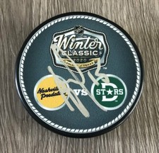 BLAKE COMEAU DALLAS STARS SIGNED 2020 WINTER CLASSIC PUCK GOAL SCORED A w/PROOF
