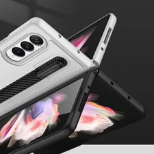 For Samsung Galaxy Z Fold 3 5G Shockproof Slim Leather Case  S Pen Holder 2021