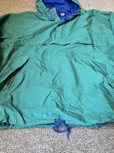 Vintage GAP Green Blue Nylon Anorak Pullover Hooded Jacket Men’s Size Medium - Picture 5 of 7