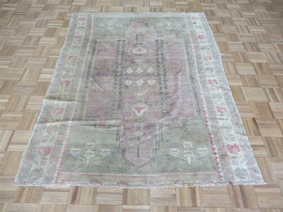 4'8 x 6 Hand Knotted Pink Vintage Turkish Tribal Oriental Rug G7452