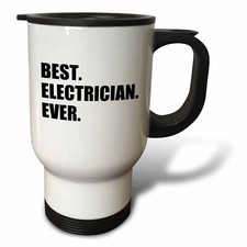 3dRose Best Electrician Ever - fun gift for electronics job - black text 14oz St