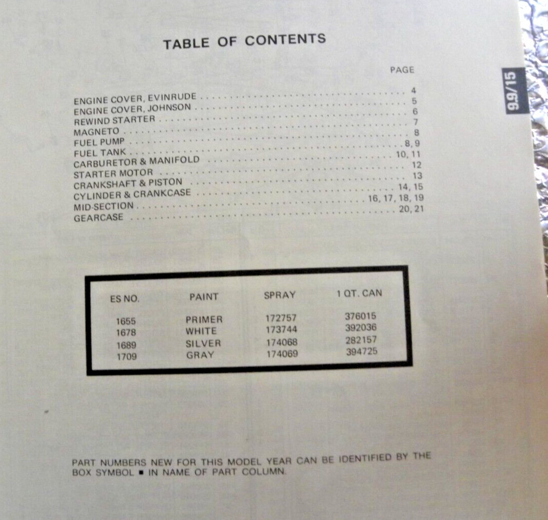 1984 Factory OMC Outboard parts Catalog 9.9/15 HP Models FREE