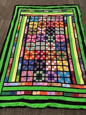 Oversized Quilt Throw 97 X 67 BRIGHT COLORFUL WARM VERY SOFT