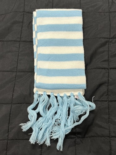 Vintage Izod Lacoste Striped Blue Scarf Unisex Made in Taiwan 6” W x 46” L - Picture 5 of 10