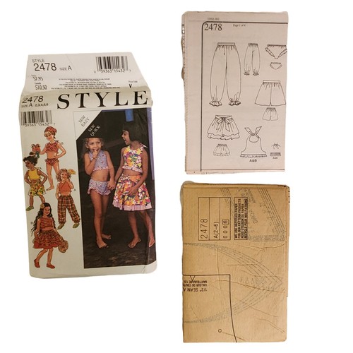 Style 2478 Size A 2 to 6 Girls Bikini Top Bottom Uncut Vintage Pattern 1994 - Picture 4 of 6