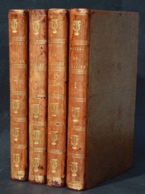 OEUVRES COMPLETTES DE JEAN RACINE, 4 ALL LEATHER COVERS, PARIS, 1807, RARE