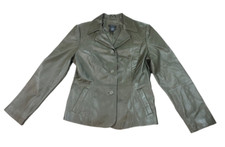 Frenchi Womens Large 100% Lambskin Jacket Coat Olive Green
