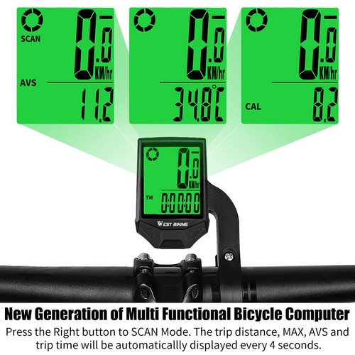 WEST BIKING Waterproof Wireless Bicycle Computer LCD Bike Odometer Speedometer - Picture 8 of 28