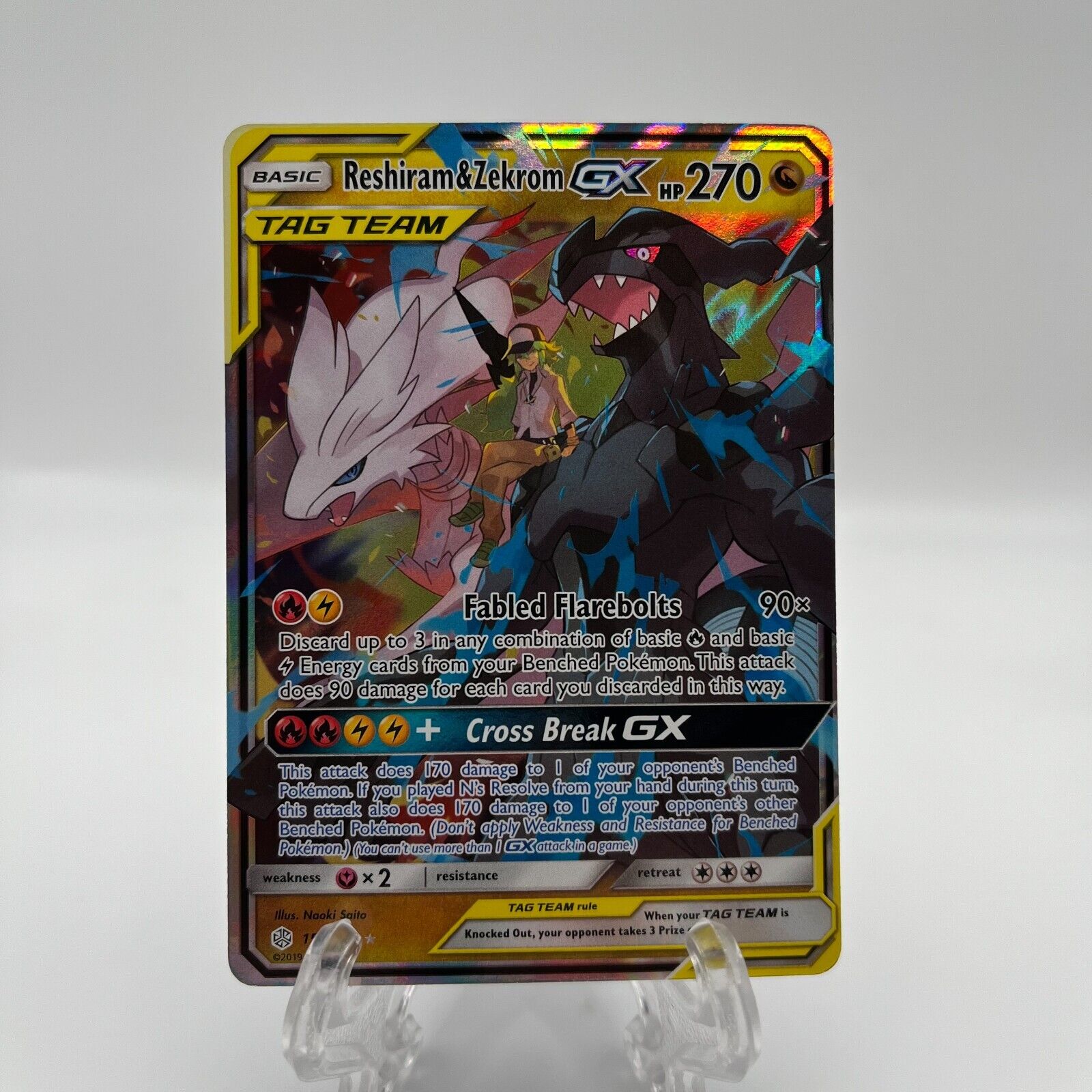 Carta Pokémon Reshiram & Zekrom Gx Copag + 15 Cards Brinde