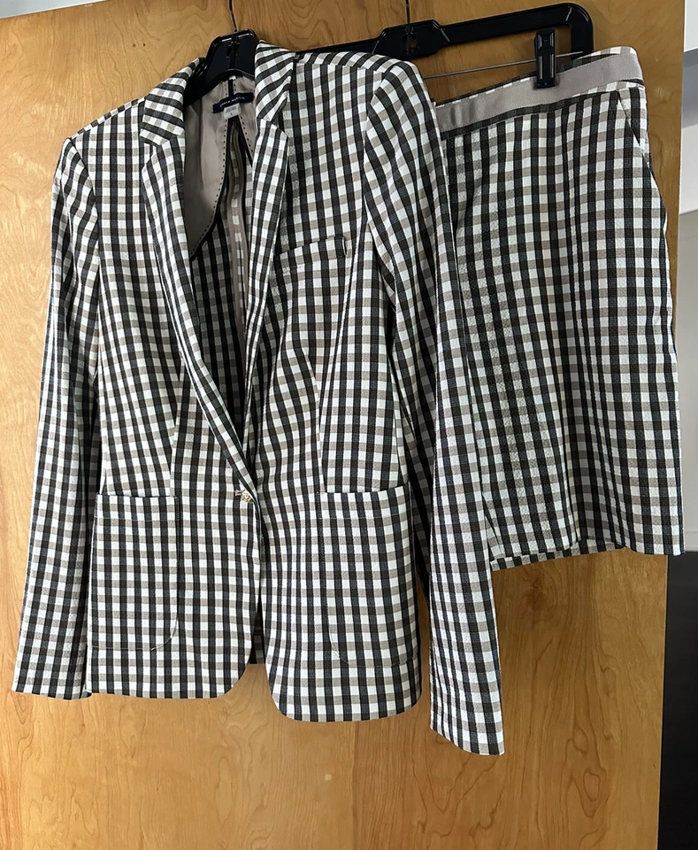 Conjunto Blazer/Shorts Seersucker Marrón/Beige Talla 6 M