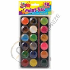 KIDS CHILDREN COLOURING ART CRAFT WATERCOLOUR 18 ASSORTED PAINTS AND BRUSH SET