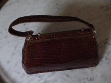 Sac façon croco en cuir cognac