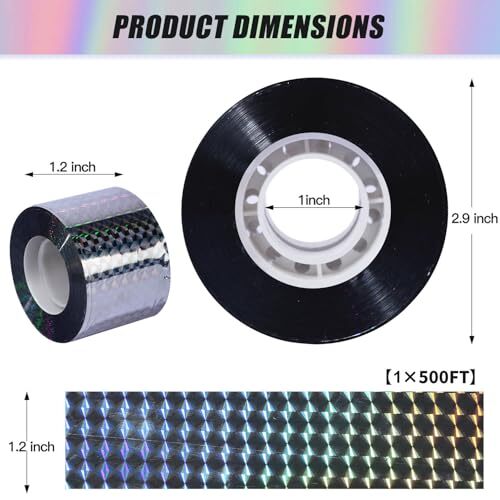 Double Bird Flash Tap, Bird Scare Tape Ribbon - Side Reflective 1in * 500FT *2 - Picture 3 of 8