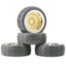 Rc Car Wheels Rubber Tires Set For 1/10 on road Traxxas 4tec Ford Gt Mustang