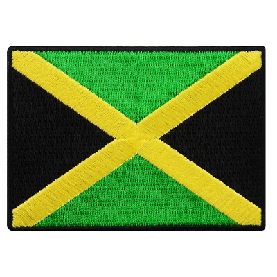 JAMAICA FLAG PATCH KINGSTON JAMAICAN RASTA embroidered iron-on SOUVENIR GREEN