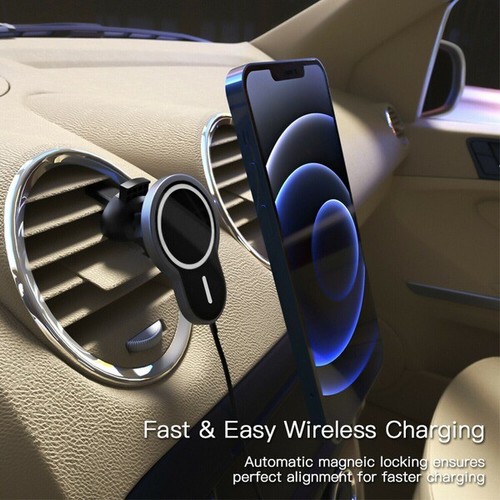 15W Mag Safe Car Vent Mount Magnetic Wireless Charger For iPhone 12 Pro Max Mini - Picture 2 of 8