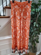 New Directions Orange Polyester Mid Rise Wide Legs Comfort Waist Palazzo Pant M